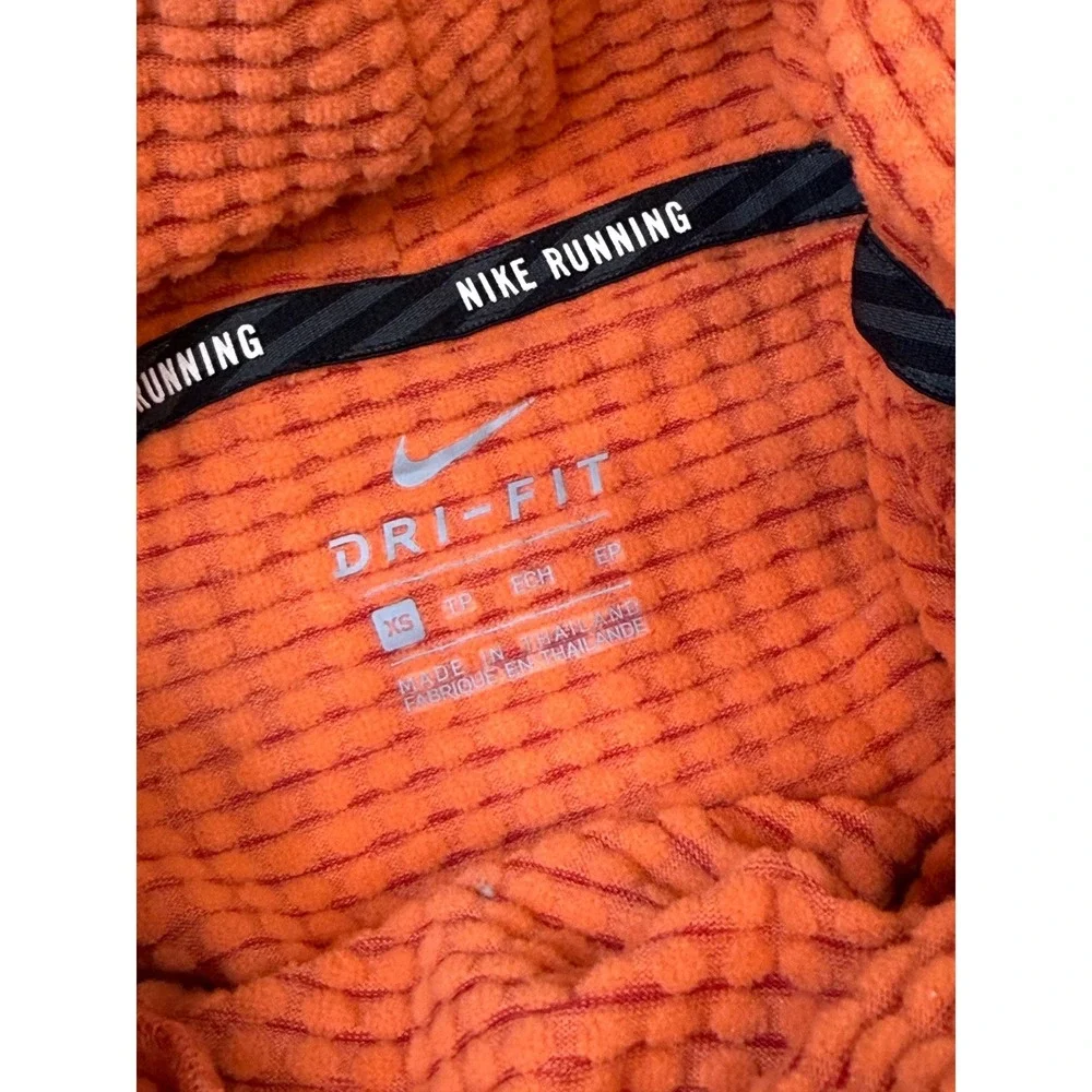 Nike Running Dri-FIT‎ Cowl Neck Pullover Orange Red Space Dye XS Thumbholes